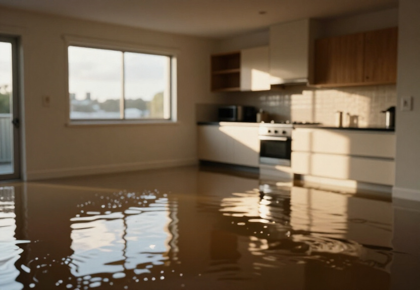 Flooded basement in Bidwill before drying